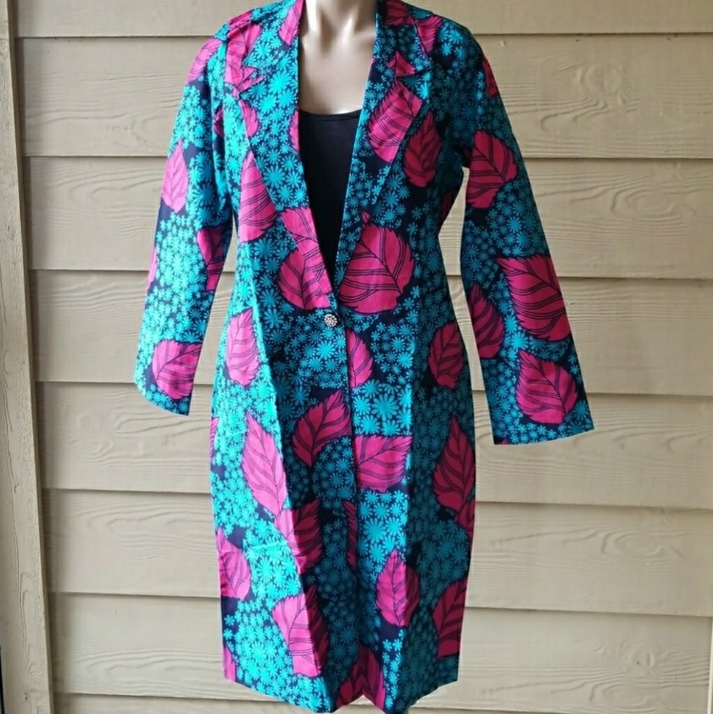 Trendy African Ankara Print Jacket SZ M.